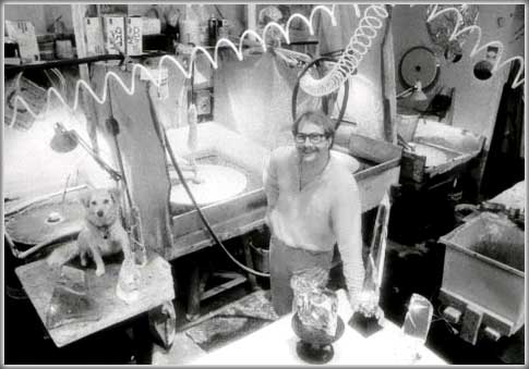 Michael Bokrosh in his glass artist workshop