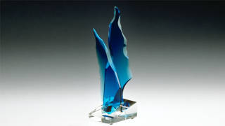 Lancelot and Guinevere colored glass sculpture by Michael Bokrosh