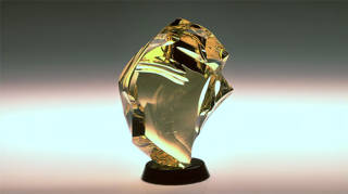 Midas colored glass sculpture by Michael Bokrosh