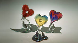 Heart series 2 colored glass sculpture by Michael Bokrosh