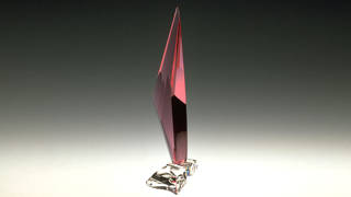 Sail Of Agne colored glass sculpture by Michael Bokrosh