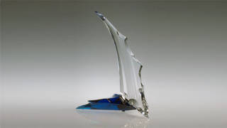 Sail Of Soma colored glass sculpture by Michael Bokrosh